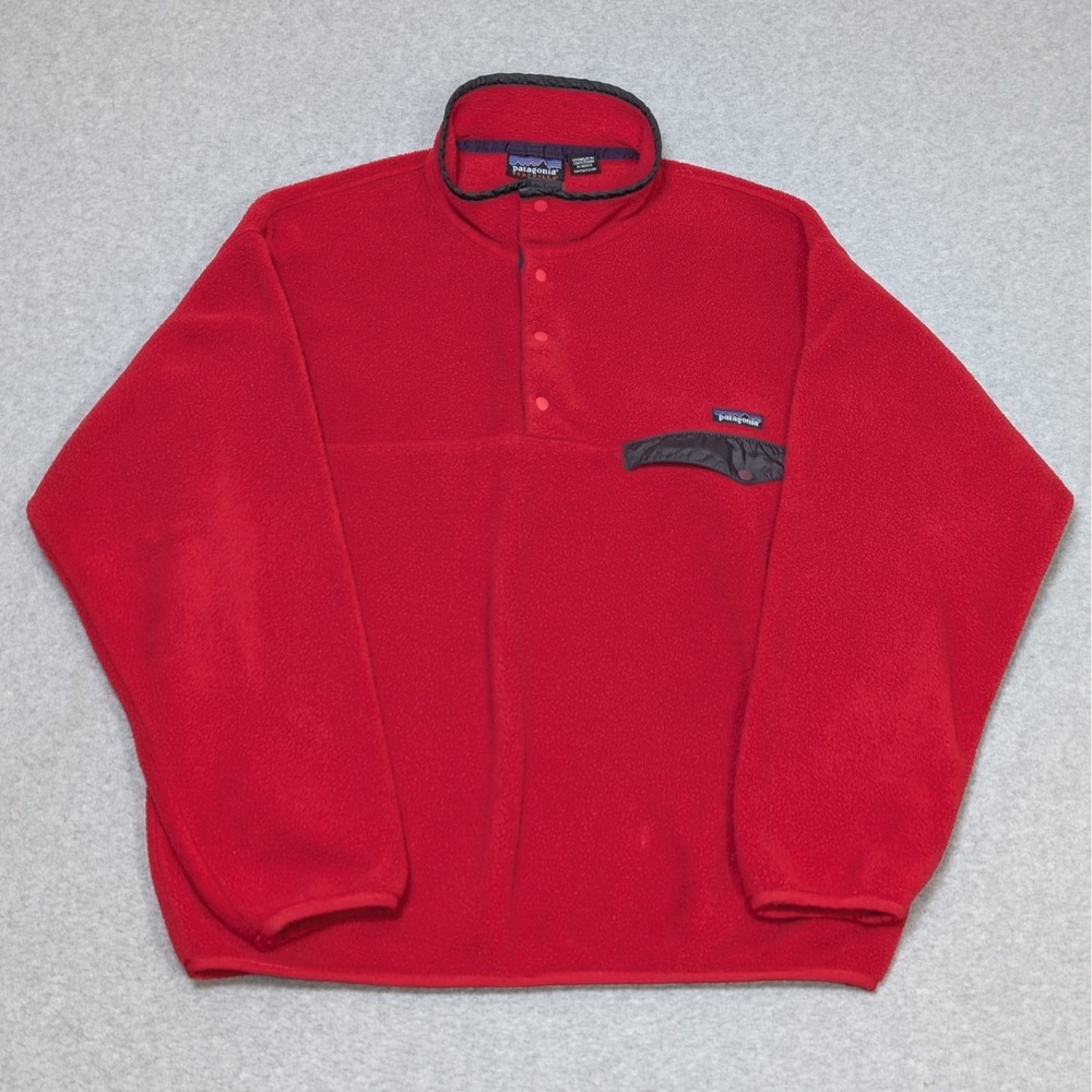 Vintage 90s Patagonia Synchilla Snap-T Fleece Size Large Sweater Pullover Red